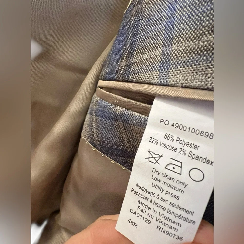 1. Lauren Ralph Lauren Classic-Fit UltraFlex Tan & Blue Plaid Sport Coat